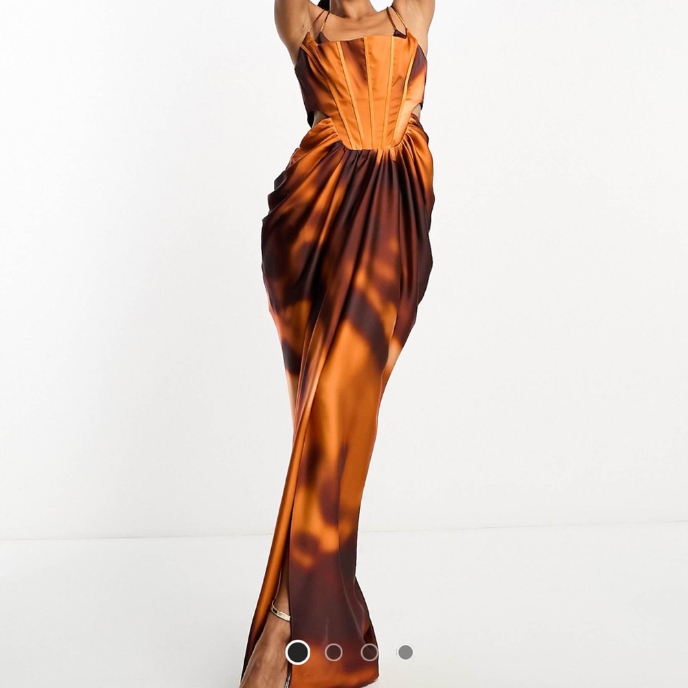 Elegant ASOS Orange and Brown Evening Dress